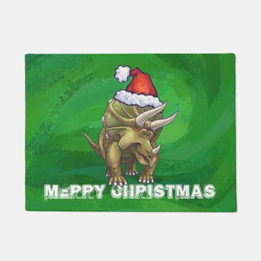 Triceratops Kerst Groen Deurmat (Voorkant)