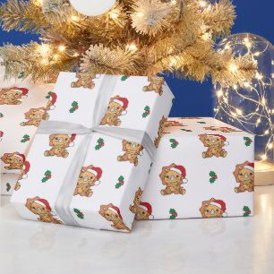 Triceratops Kerst Winter Dieren Vakantie Dino's Cadeaupapier