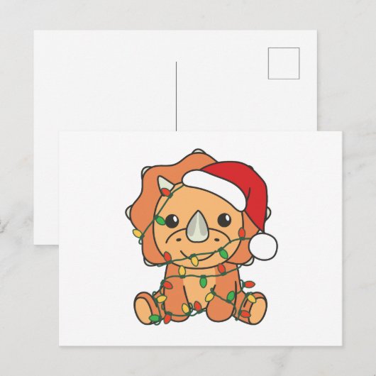 Triceratops Kerst Winter Dieren Vakantie Dino's Feestdagenkaart (Voorkant / Achterkant)