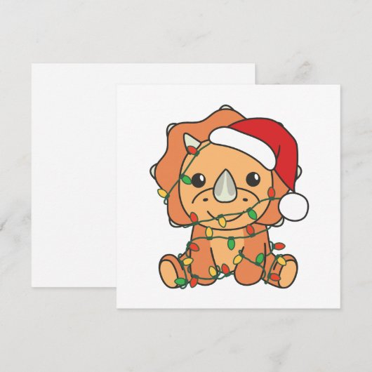 Triceratops Kerst Winter Dieren Vakantie Dino's Feestdagenkaart (Voorkant / Achterkant)