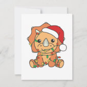 Triceratops Kerst Winter Dieren Vakantie Dino's Feestdagenkaart (Voorkant)