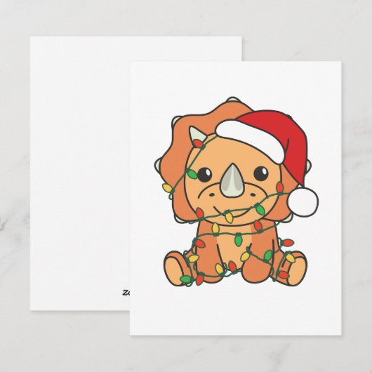 Triceratops Kerst Winter Dieren Vakantie Dino's Feestdagenkaart (Voorkant / Achterkant)