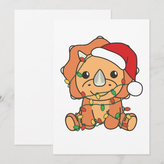 Triceratops Kerst Winter Dieren Vakantie Dino's Feestdagenkaart (Voorkant / Achterkant)