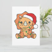 Triceratops Kerst Winter Dieren Vakantie Dino's Feestdagenkaart (Staand voorkant)