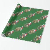 Triceratops kerstgroen cadeaupapier (Uitgerold)