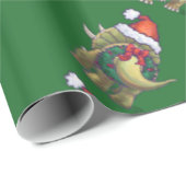 Triceratops kerstgroen cadeaupapier (Rol Hoek)
