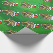 Triceratops kerstgroen cadeaupapier (Hoek)