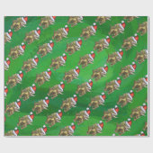 Triceratops kerstgroen cadeaupapier (Vlak)