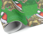 Triceratops kerstgroen cadeaupapier (Rol Hoek)