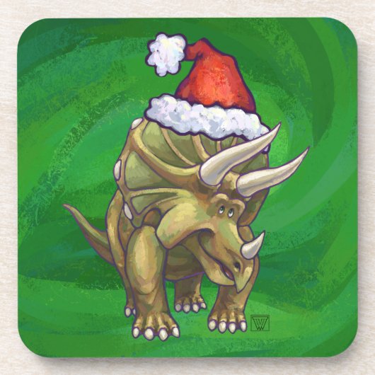 Triceratops kerstgroen drankjes onderzetter (Voorkant)