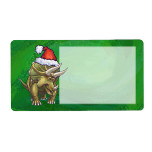 Triceratops kerstgroen etiket