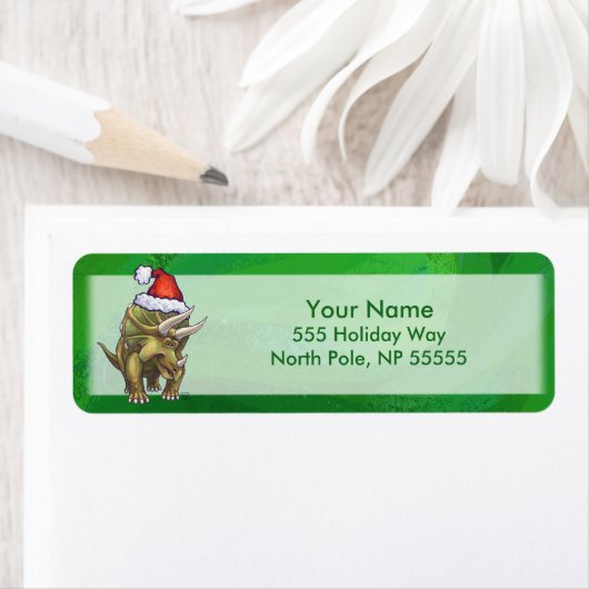 Triceratops kerstgroen etiket (Insitu)