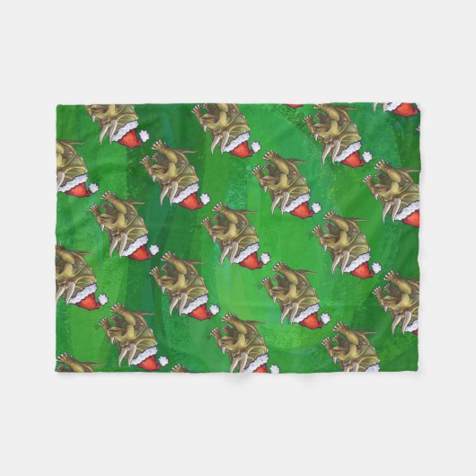 Triceratops kerstgroen fleece deken (Voorkant (Horizontaal))