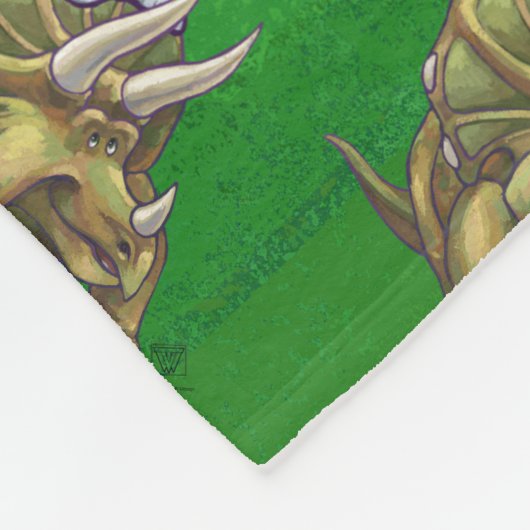 Triceratops kerstgroen fleece deken (Hoek)