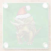 Triceratops kerstgroen glazen onderzetter (Achterkant)