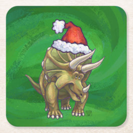 Triceratops kerstgroen kartonnen onderzetters