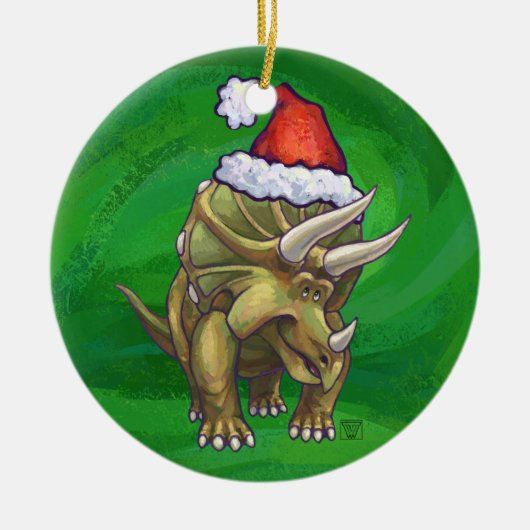 Triceratops kerstgroen keramisch ornament (Voorkant)