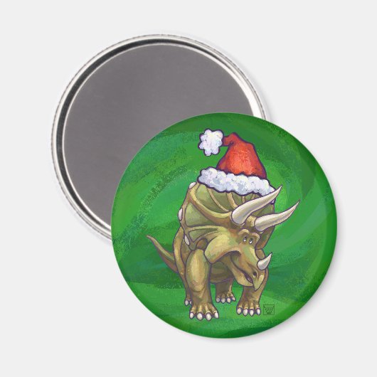 Triceratops kerstgroen magneet (Voorkant / Achterkant)