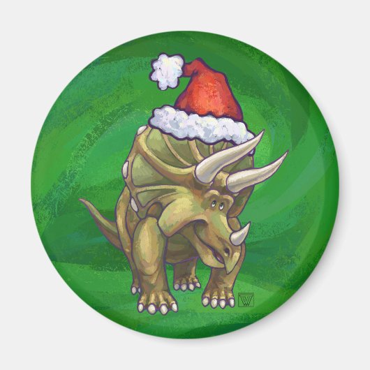 Triceratops kerstgroen magneet (Voorkant)