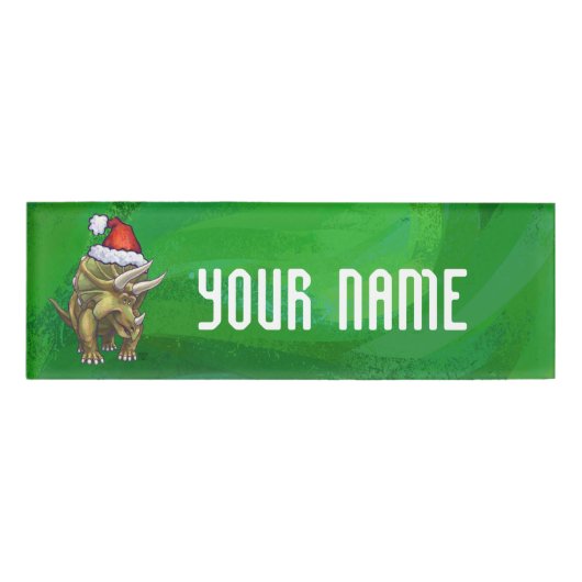 Triceratops kerstgroen naambadge (Voorkant)