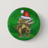 Triceratops kerstgroen ronde button 5,7 cm (Voorkant)