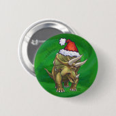 Triceratops kerstgroen ronde button 5,7 cm (Voorkant /achterkant)