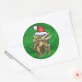 Triceratops kerstgroen ronde sticker (Envelop)