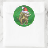 Triceratops kerstgroen ronde sticker (Tas)