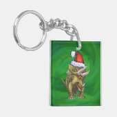 Triceratops kerstgroen sleutelhanger (Voorkant Links)