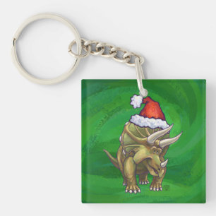 Triceratops kerstgroen sleutelhanger