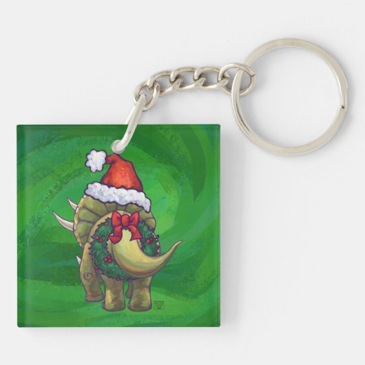Triceratops kerstgroen sleutelhanger (Achterkant)