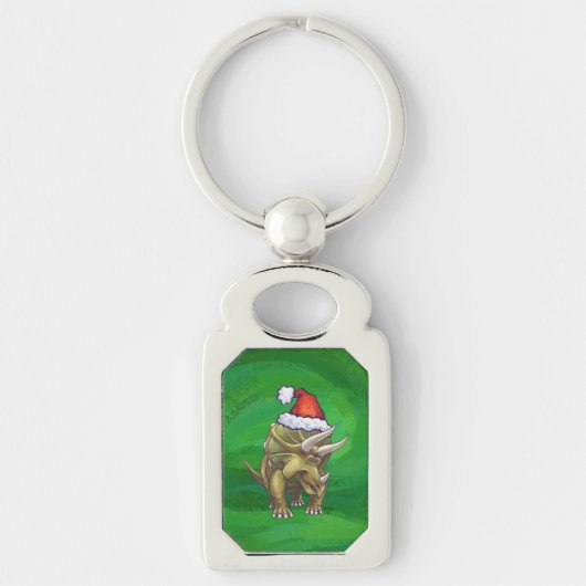 Triceratops kerstgroen sleutelhanger (Voorkant)