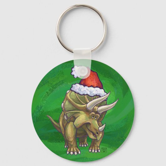 Triceratops kerstgroen sleutelhanger (Voorkant)