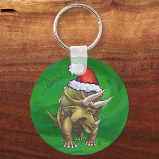 Triceratops kerstgroen sleutelhanger (Voorkant)