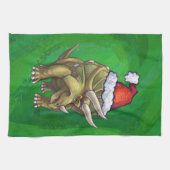 Triceratops kerstgroen theedoek (Horizontaal)