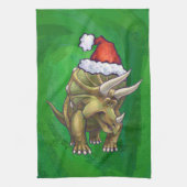 Triceratops kerstgroen theedoek (Verticaal)