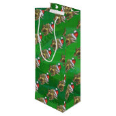 Triceratops kerstgroen wijn cadeautas (Achterkant Gekanteld)