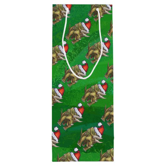 Triceratops kerstgroen wijn cadeautas (Achterkant)