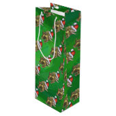 Triceratops kerstgroen wijn cadeautas (Voorkant Gekanteld)