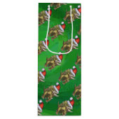 Triceratops kerstgroen wijn cadeautas (Voorkant)