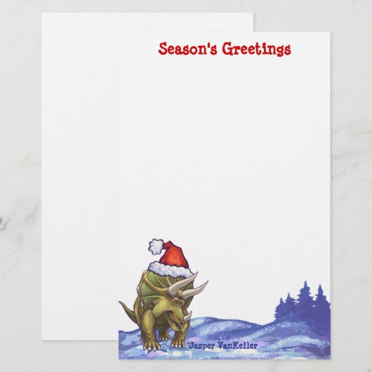 Triceratops Kerstmis Briefpapier (Voorkant / Achterkant)