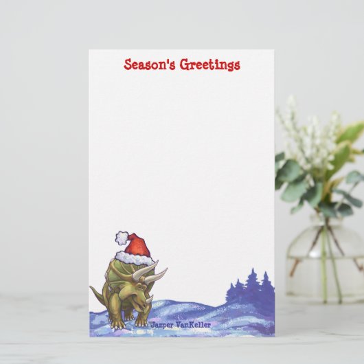 Triceratops Kerstmis Briefpapier (Staand voorkant)