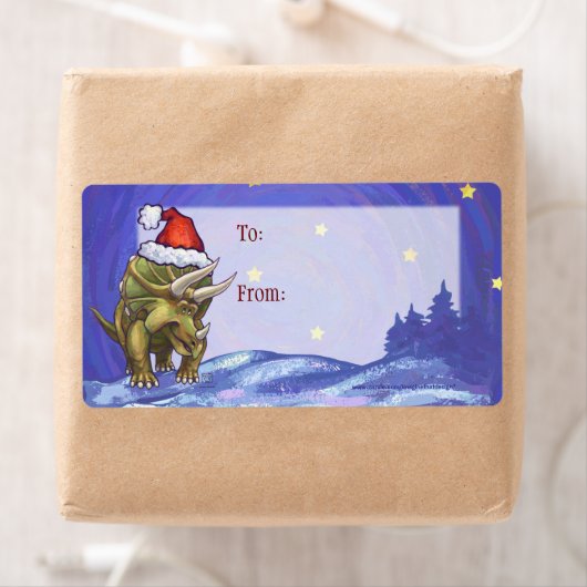 Triceratops Kerstmis Etiket (Insitu)