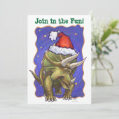 Triceratops Kerstmis Kaart (Staand voorkant)