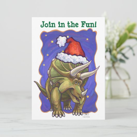 Triceratops Kerstmis Kaart (Staand voorkant)