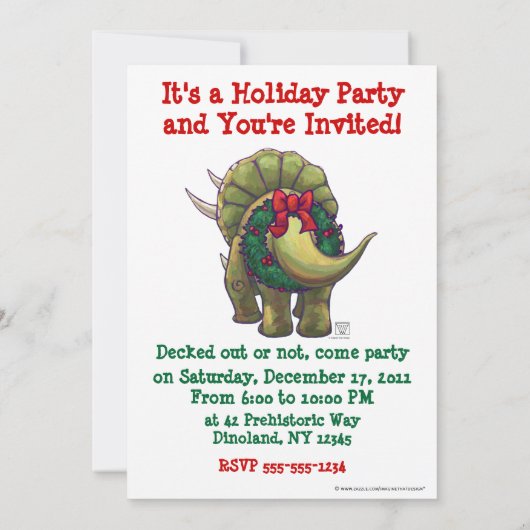Triceratops Kerstmis Kaart (Achterkant)