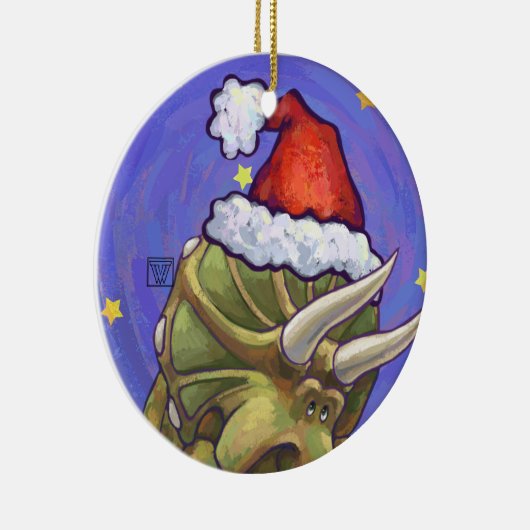 Triceratops Kerstmis Keramisch Ornament (Rechts)