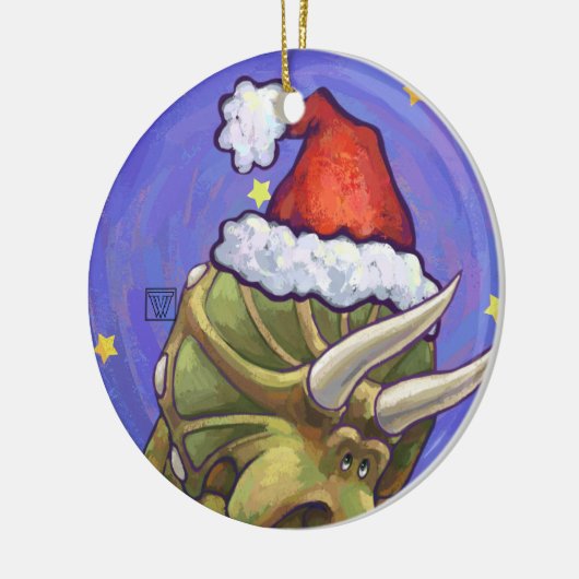 Triceratops Kerstmis Keramisch Ornament (Links)