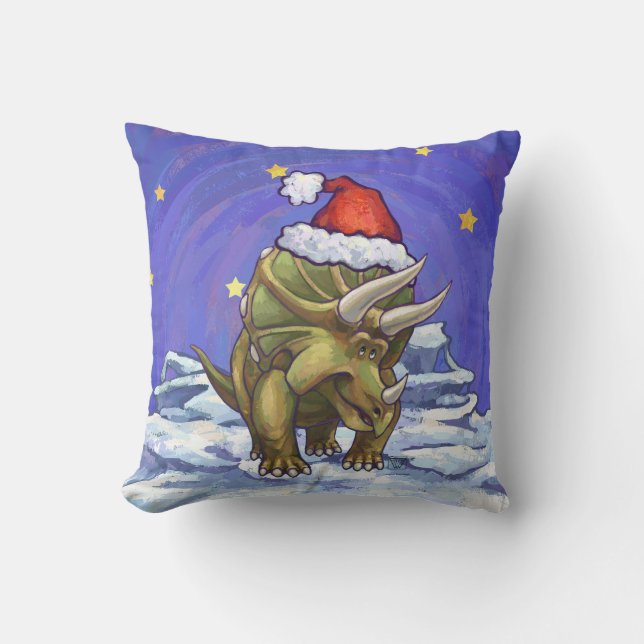 Triceratops Kerstmis Kussen (Voorkant)