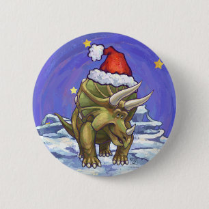 Triceratops Kerstmis Ronde Button 5,7 Cm